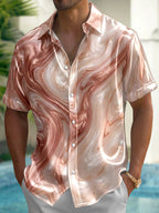 Oceanlyte Men's Printed Abstract Swirl Pattern Short Sleeve Shirt with Chest Pocket
