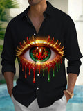 Oceanlyte Men's Christmas Eye With Candles And Wreath Print Long Sleeve Shirt with Chest Pocket