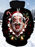 Oceanlyte Men's Evil Santa Claus With Fangs And Blood Print Long Sleeve Hoodie