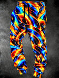 Oceanlyte Men's Drawstring Elastic-Waist Sweatpants - Abstract Neon Swirls And Geometric Lines Print with Side Pockets