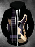 Oceanlyte Men's Graphic Geometric Bass Guitar Print Long Sleeve Zip-Up Hoodie
