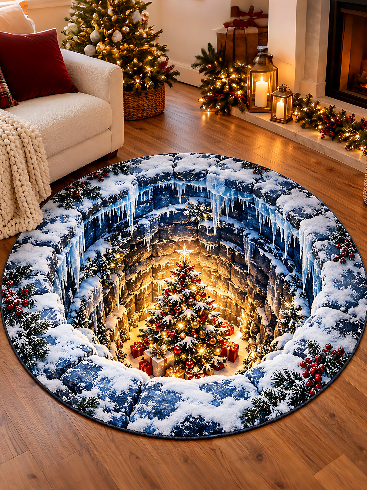 Oceanlyte Christmas tree Round Area Rug