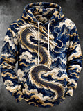 Oceanlyte Men's Graphic Chinese Dragon And Clouds Print Long Sleeve Hoodie