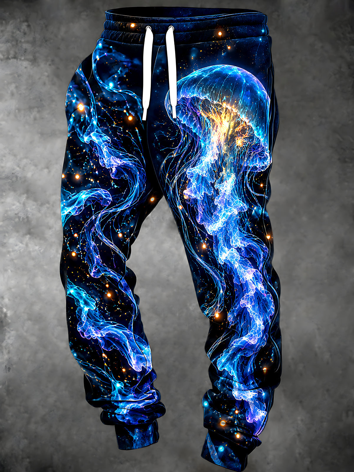 Oceanlyte Men's Graphic Glowing Blue Jellyfish In Space Print Pants