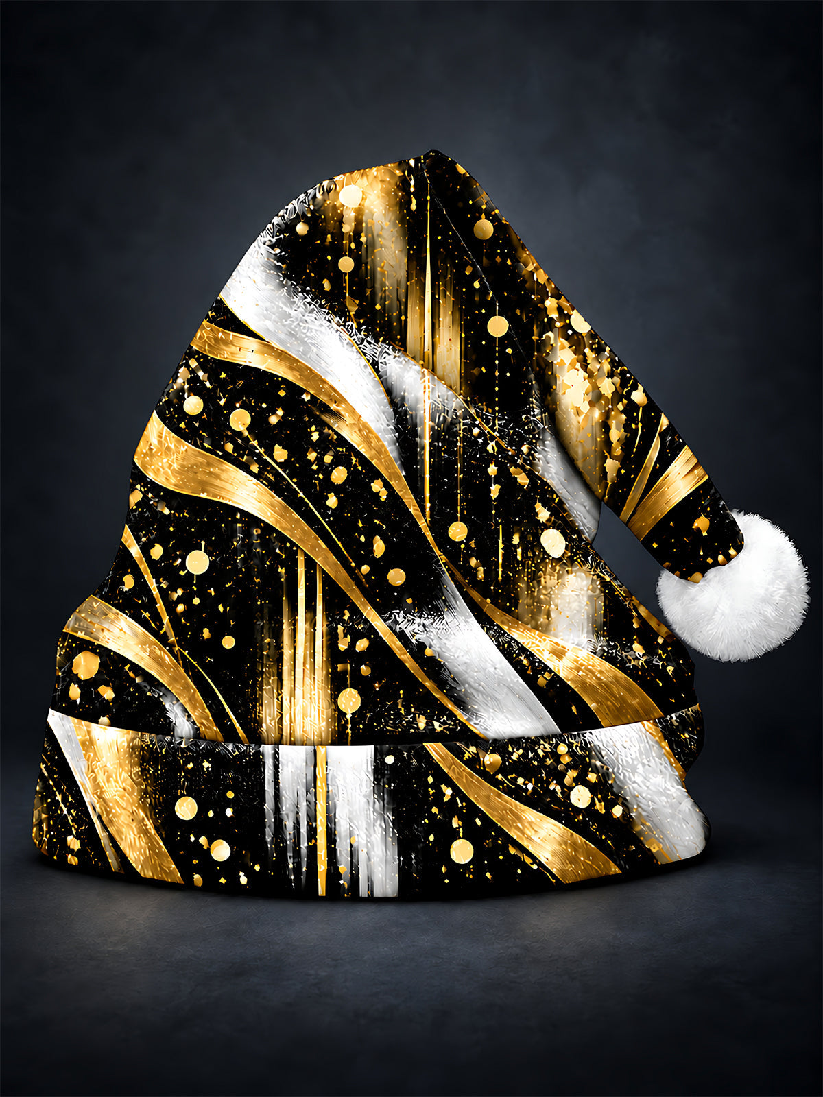 Oceanlyte Men's Christmas Abstract Gradient Ribbons And Gold Dots Print Hat