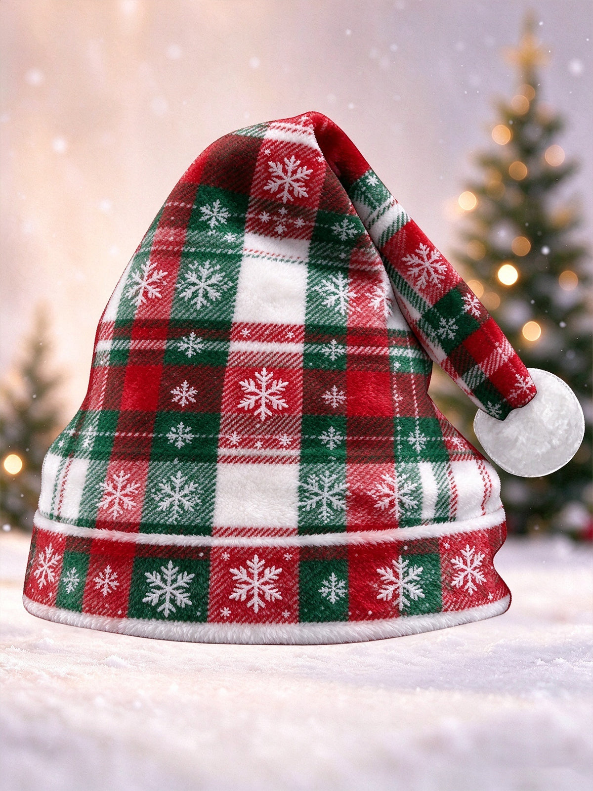 Oceanlyte Men's Patterned Christmas Plaid And Snowflakes Print Hat