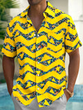 Oceanlyte Men's Geometric Zigzag And Triangles Print Short Sleeve Shirt with Chest Pocket