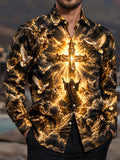 Oceanlyte Men's Graphic Religious Cross And Angels Print Short Sleeve Shirt with Chest Pocket