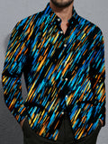 Oceanlyte Men's Abstract Geometric Brushstrokes Print Long Sleeve Shirt with Chest Pocket