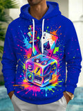Oceanlyte Men's Graphic Music Dice And Poker Cards Print Long Sleeve Hoodie