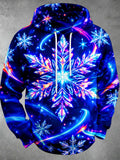 Oceanlyte Men's Graphic Neon Crystal Snowflake Print Long Sleeve Hoodie