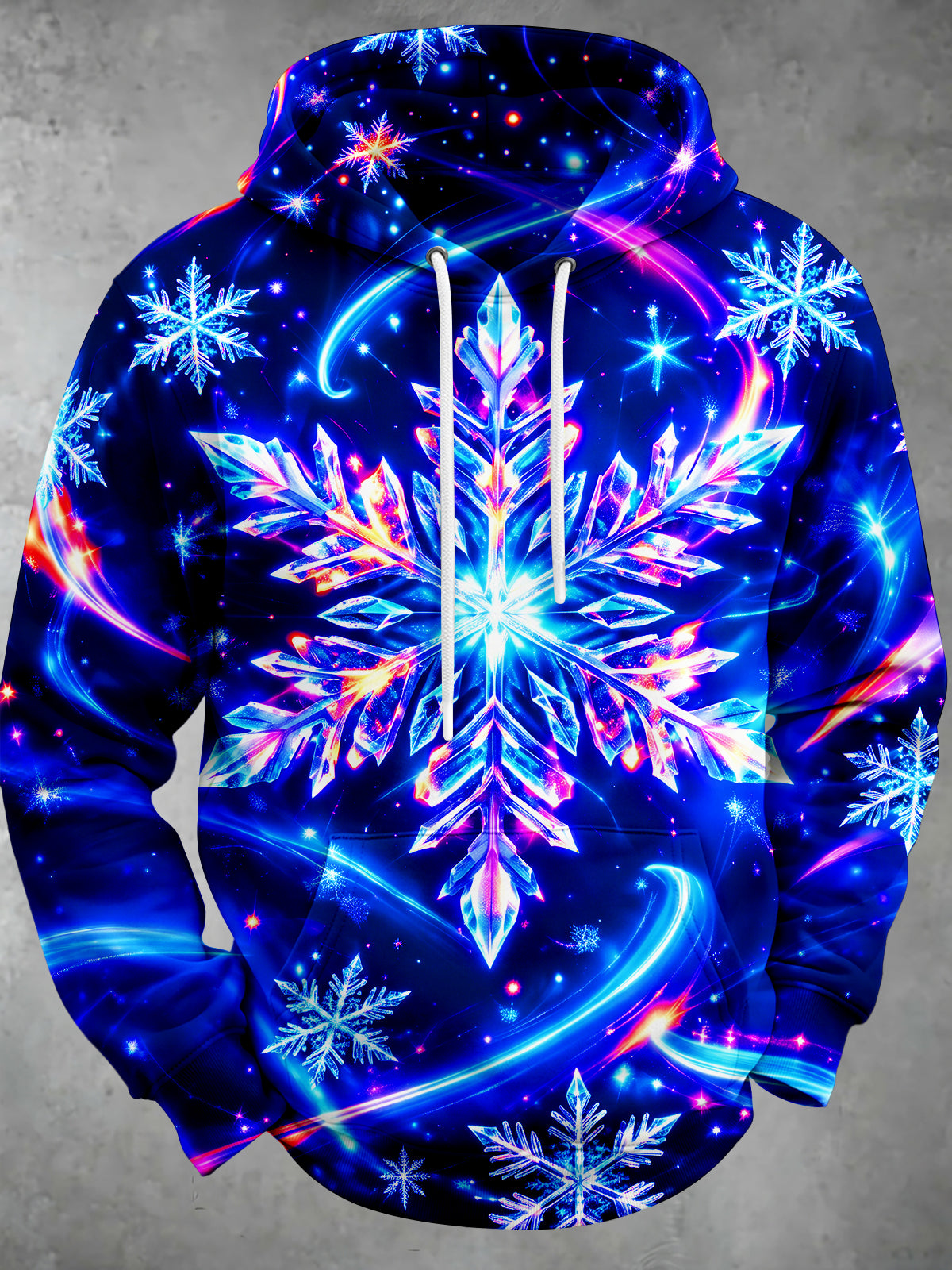 Oceanlyte Men's Graphic Neon Crystal Snowflake Print Long Sleeve Hoodie