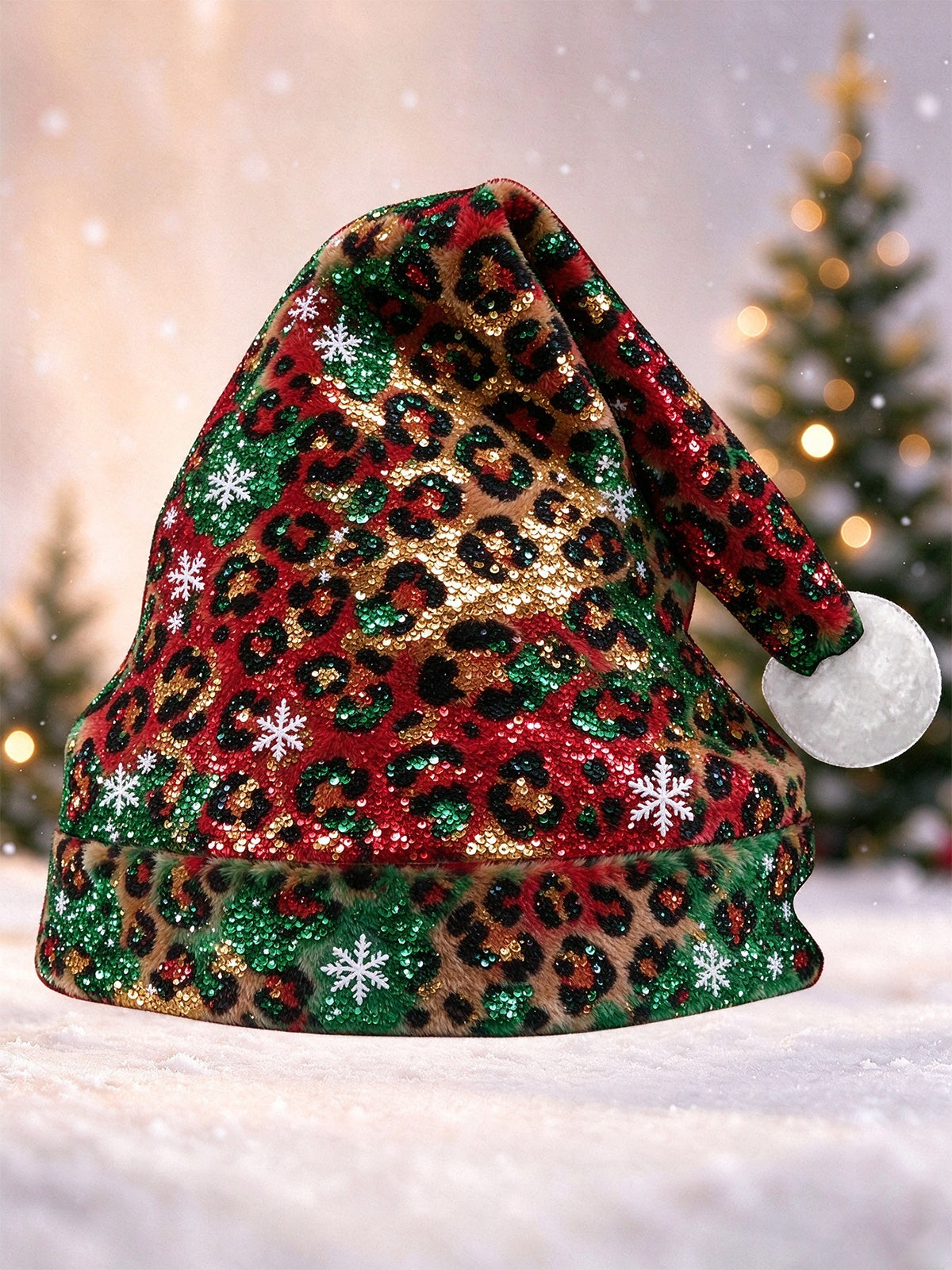 Oceanlyte Men's Patterned Christmas Leopard Print And Snowflakes Hat