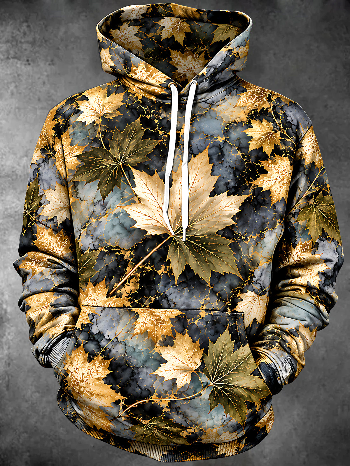 Oceanlyte Men's Printed Maple Leaves Print Long Sleeve Hoodie