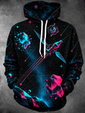Oceanlyte Men's Long Sleeve Hoodie - Geometric Crystal Sword And Space Elements Print