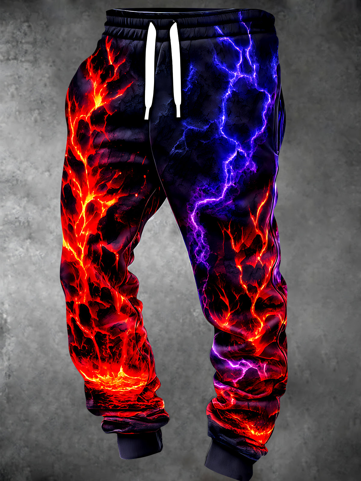 Oceanlyte Men's Graphic Abstract Lava And Lightning Pattern Pants