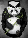 Oceanlyte Men's Graphic Panda Bear Holding Bamboo Print Long Sleeve Hoodie