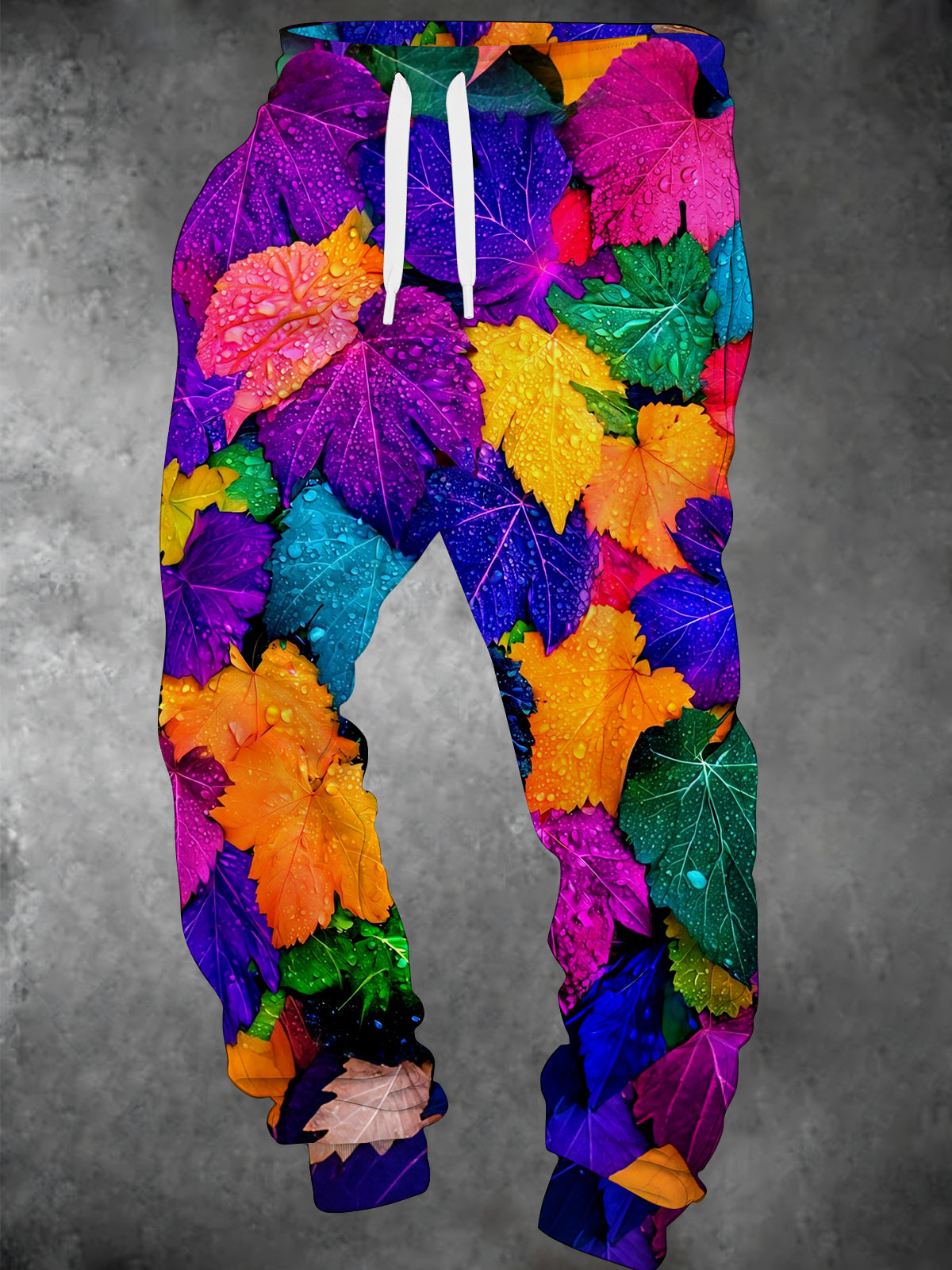 Oceanlyte Men's Printed Colorful Maple Leaves With Water Droplets Print Pants