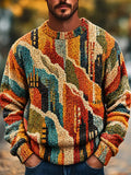 Oceanlyte Men's Abstract Geometric Color Blocks Print Long Sleeve Sweater