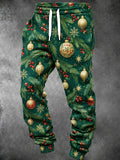Oceanlyte Men's Printed Christmas Ornaments And Pine Branches Print Pants