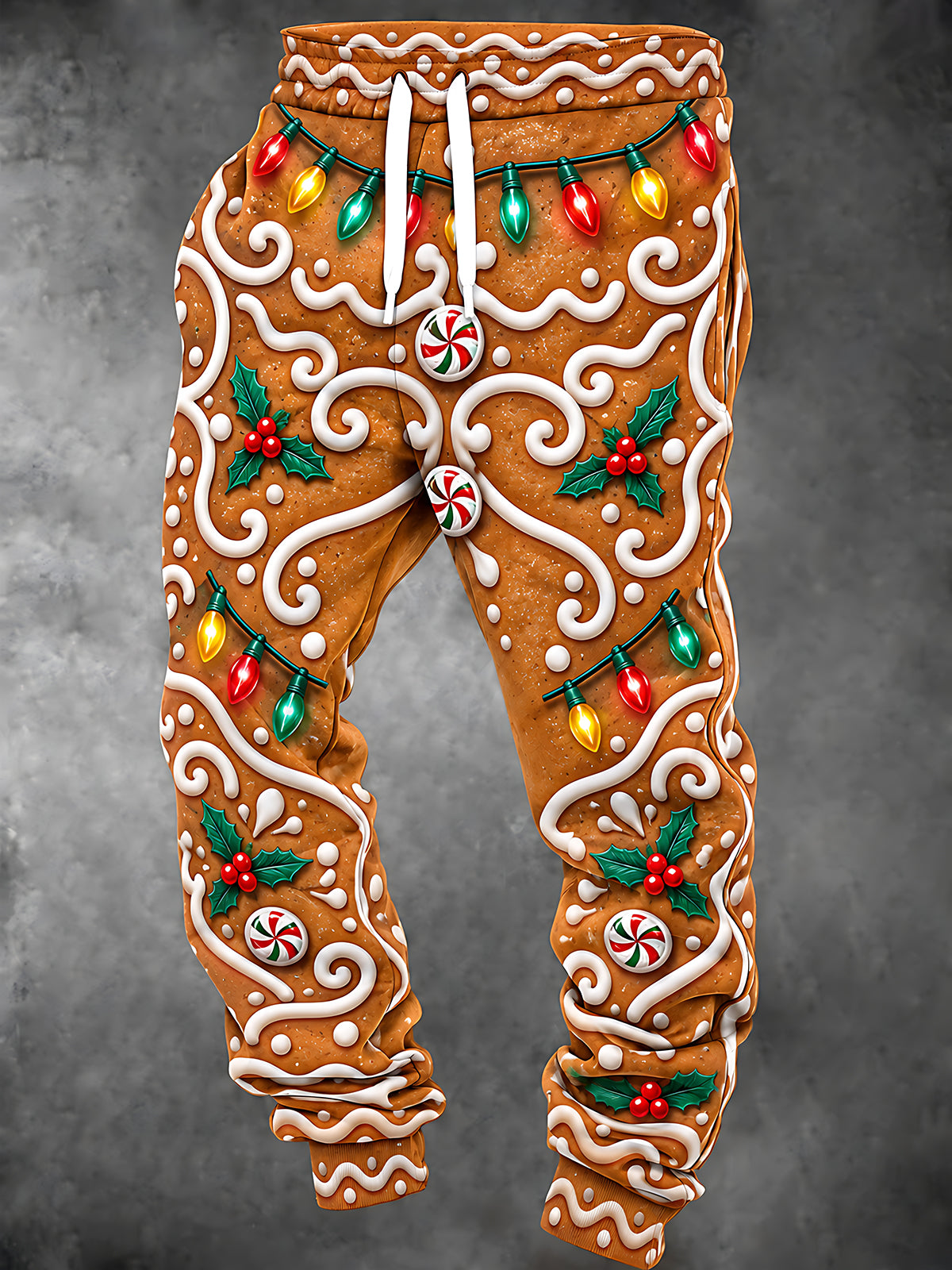 Oceanlyte Men's Printed Gingerbread Cookie With Icing Swirls Print Pants
