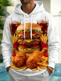 Oceanlyte Men's Long Sleeve Hoodie - Hamburger French Fries Fried Chicken And Soda Print