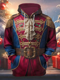 Oceanlyte Men's Long Sleeve Hoodie - Christmas Vintage Military Uniform With Holly And Lace Print