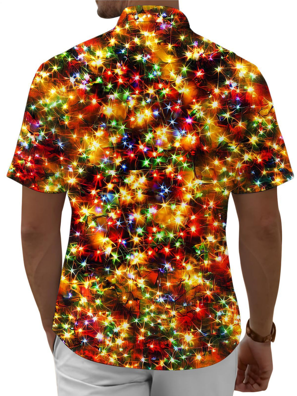 Oceanlyte Mens Christmas Shirt Christmas Neon Print Casual Button Down Holiday Shirt Short Sleeve Loose Tops for Everyday Wear judicious