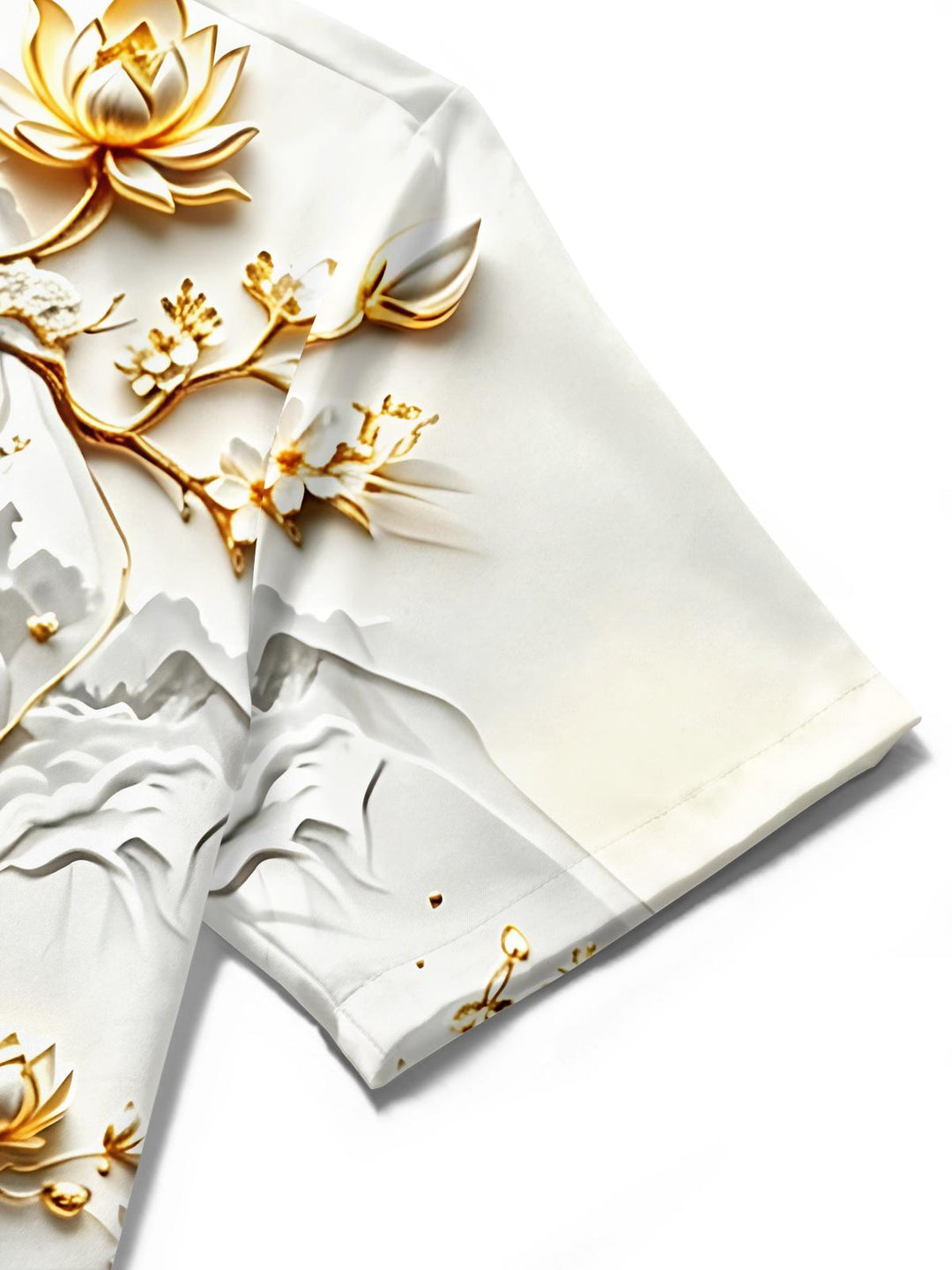 3D Art Gilded Lighthouse Lotus Landscape Pavilion Scenery Men's Pocket Short Sleeve Shirts