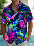 Hawaiian Leaf Parrot Men's Pocket Short Sleeve Shirts