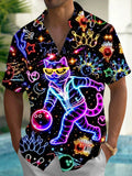 Cat Bowling Men's Pocket Short Sleeve Shirts