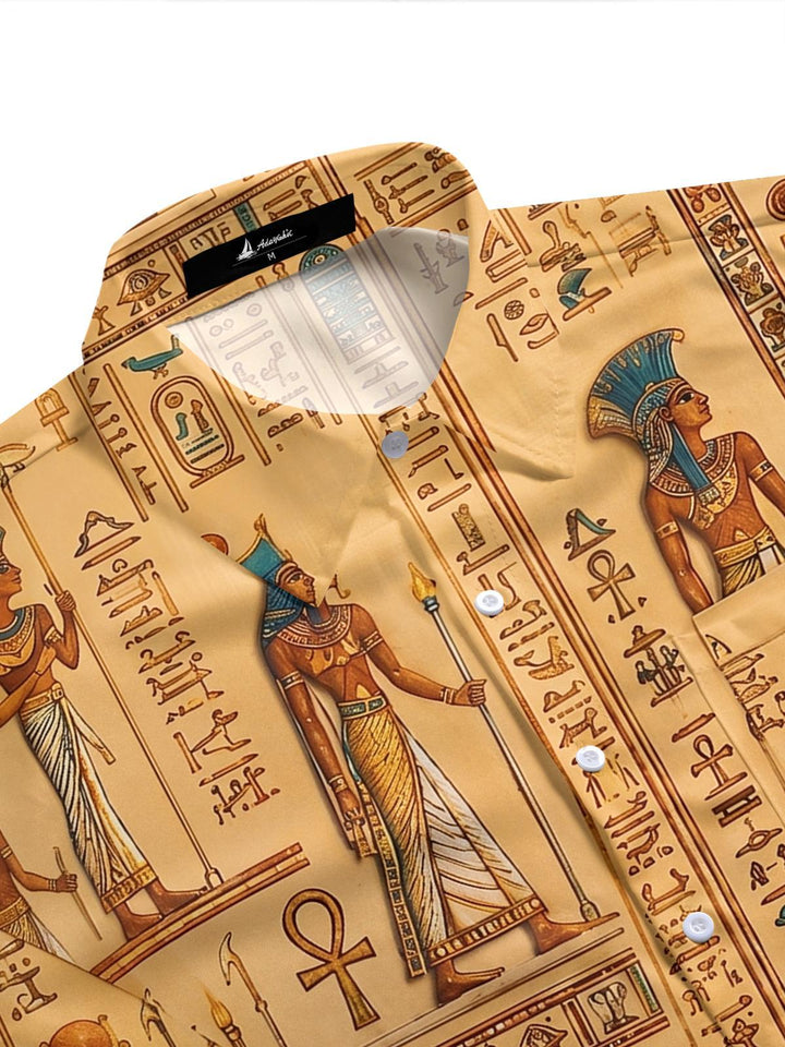 Ancient Egyptian Hieroglyphs Totem Men's Pocket Short Sleeve Shirts