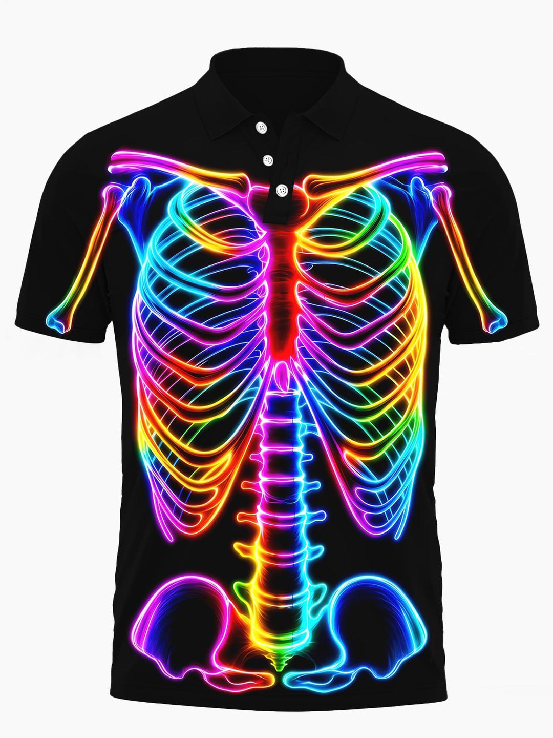 Colorful Skull Men's Short Sleeve Button Polo Shirt