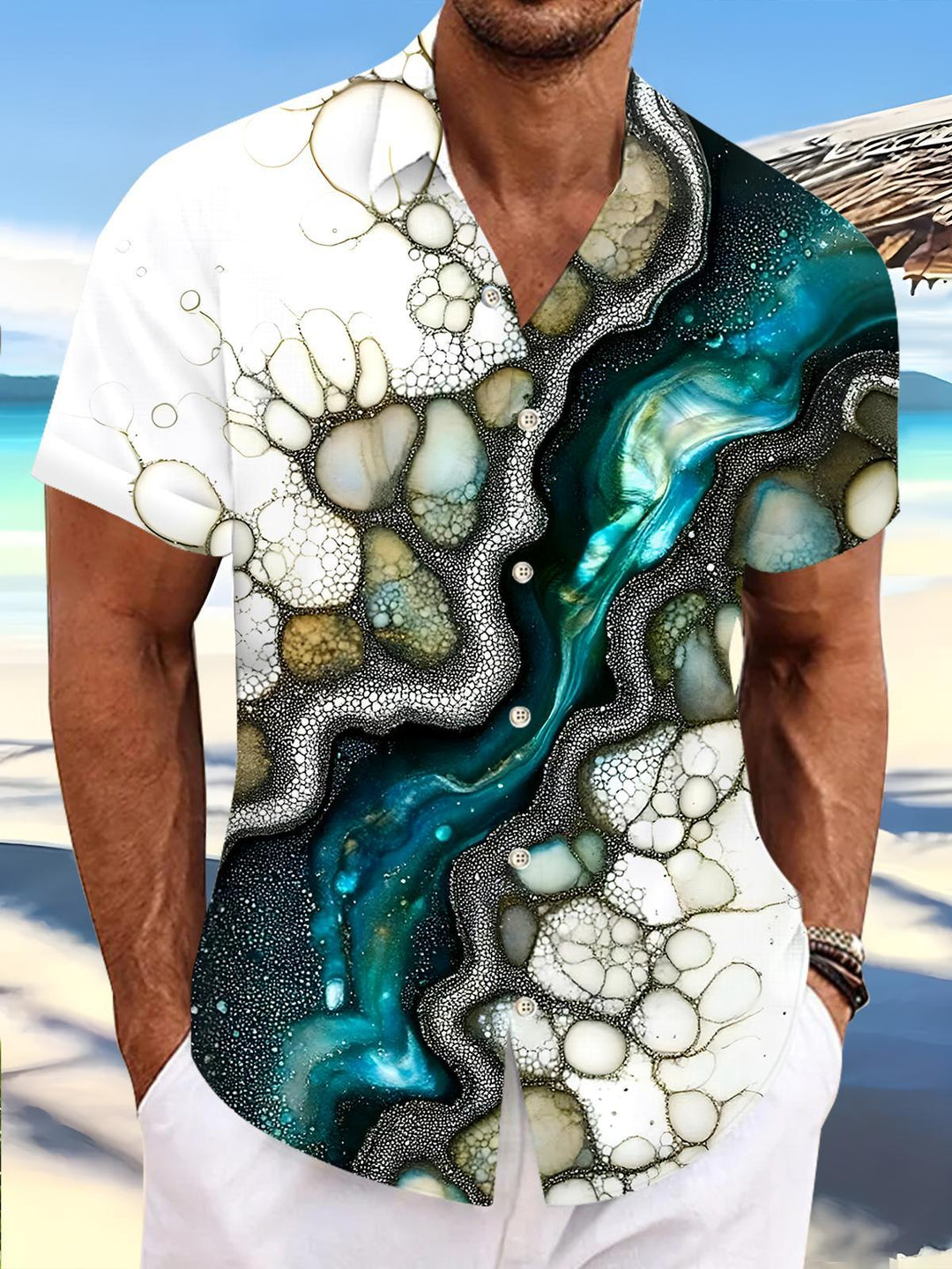 Abstract Men's Pocket Short Sleeve Shirts