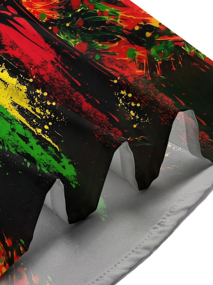 Tie Dye Fist Print Men's Pocket Short Sleeve Shirts