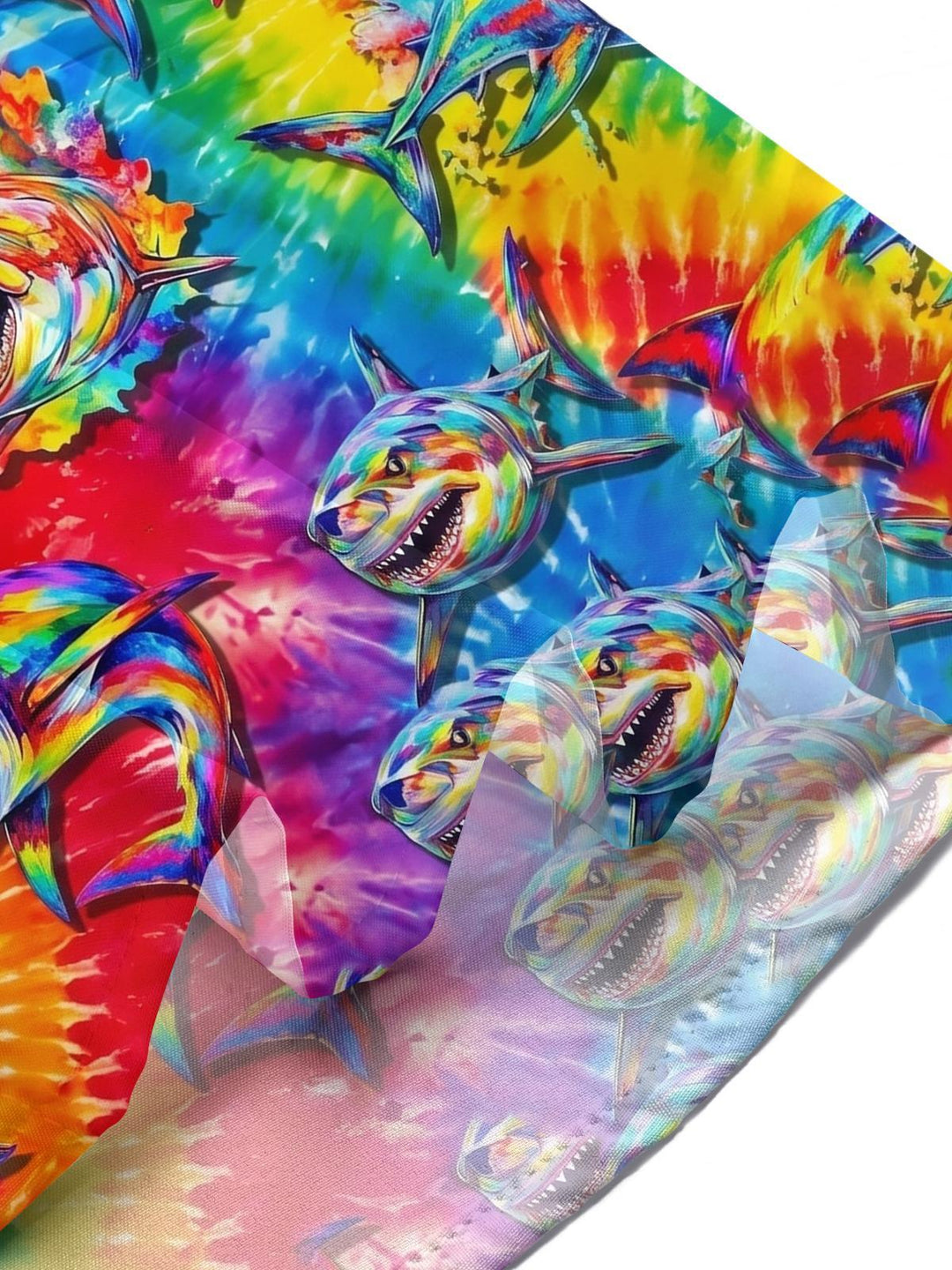 Colorful Shark Print Men's Pocket Short Sleeve Shirts