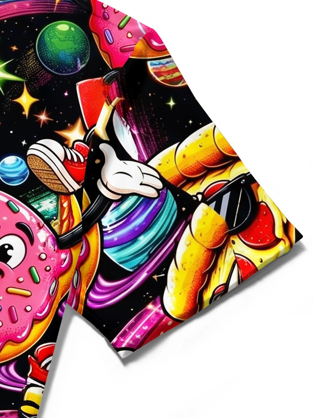 Food Hamburgers French Fries Popcorn Donut Print Men's Pocket Short Sleeve Shirts
