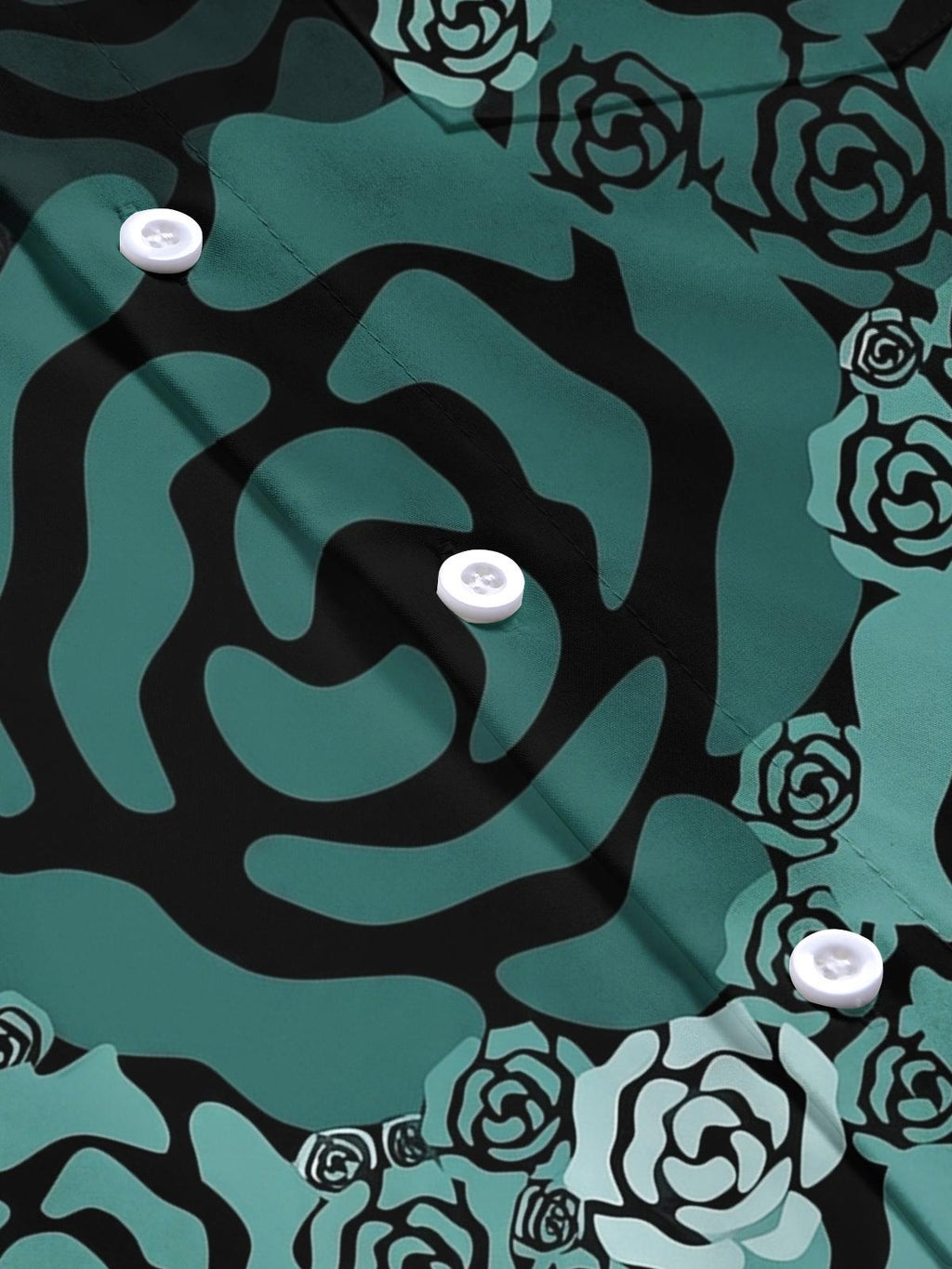 Dark Green Roses Men's Pocket Short Sleeve Shirts