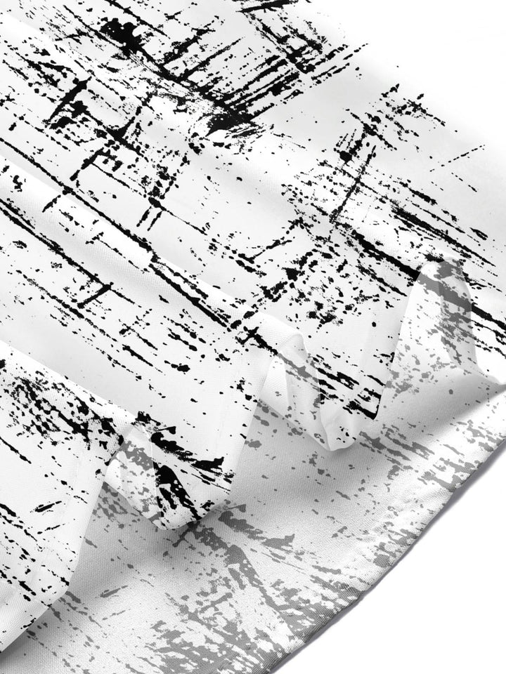 Black And White Abstract Tie Dye Brushstroke Men's Pocket Short Sleeve Shirts