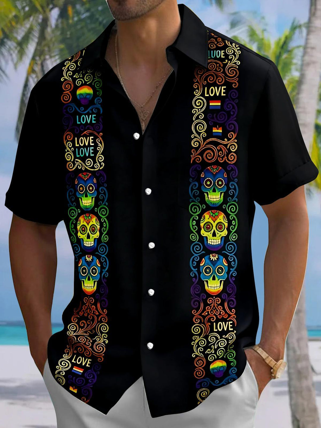 Skull Men's Pocket Short Sleeve Shirts