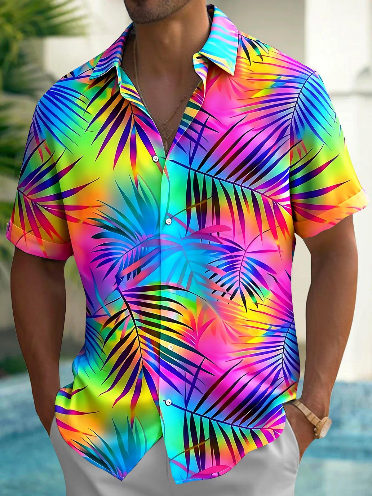 Hawaiian Leaf Men's Pocket Short Sleeve Shirts