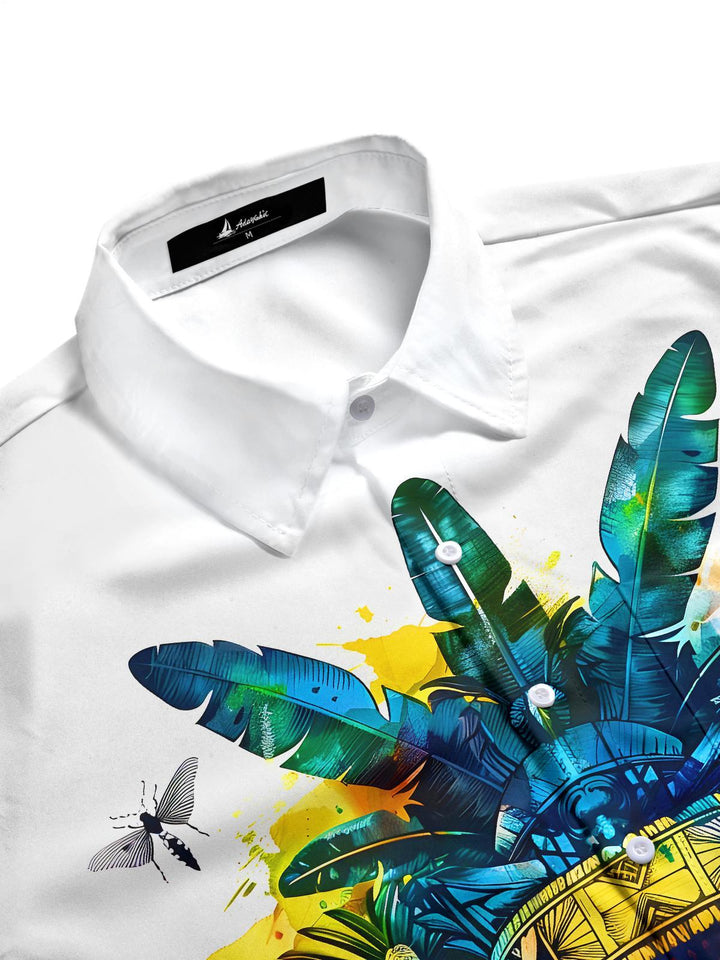 Hawaiian Tiki Face Men's Pocket Short Sleeve Shirts