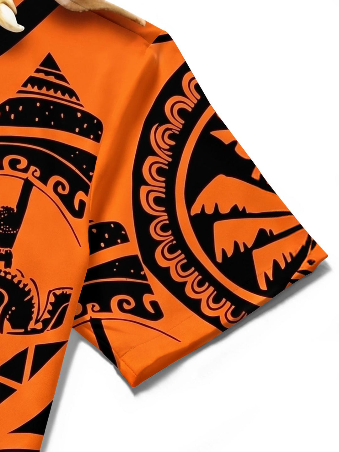 Hawaiian Orange Tribal Totem Decorated Men's Pocket Short Sleeve Shirts