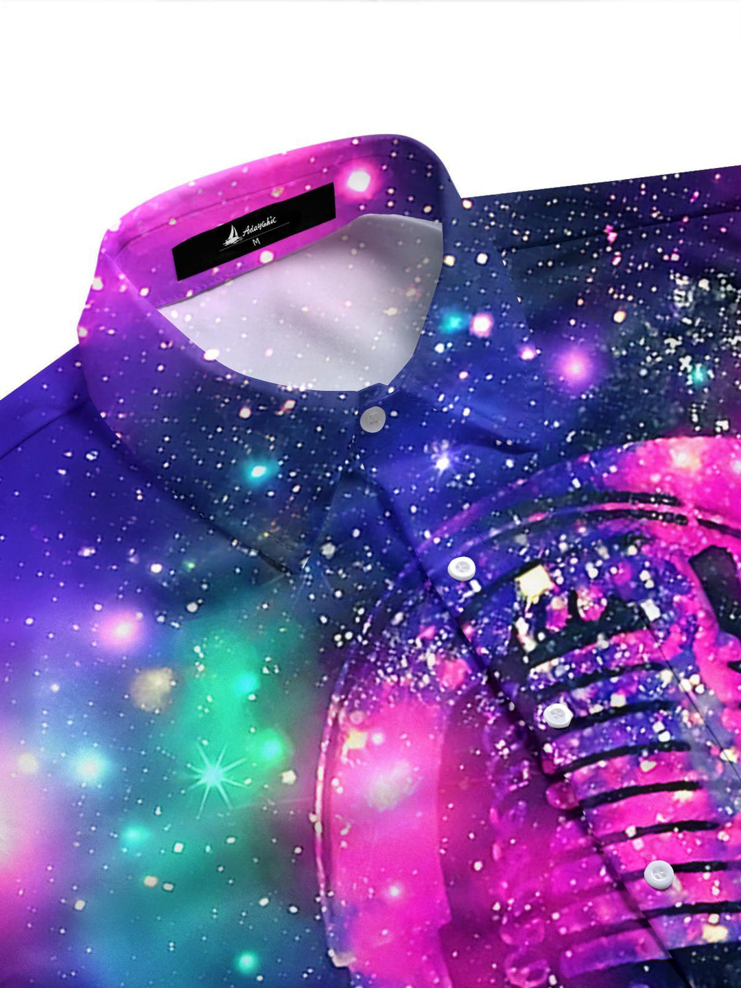 Microphone Headphones Men's Pocket Short Sleeve Shirts