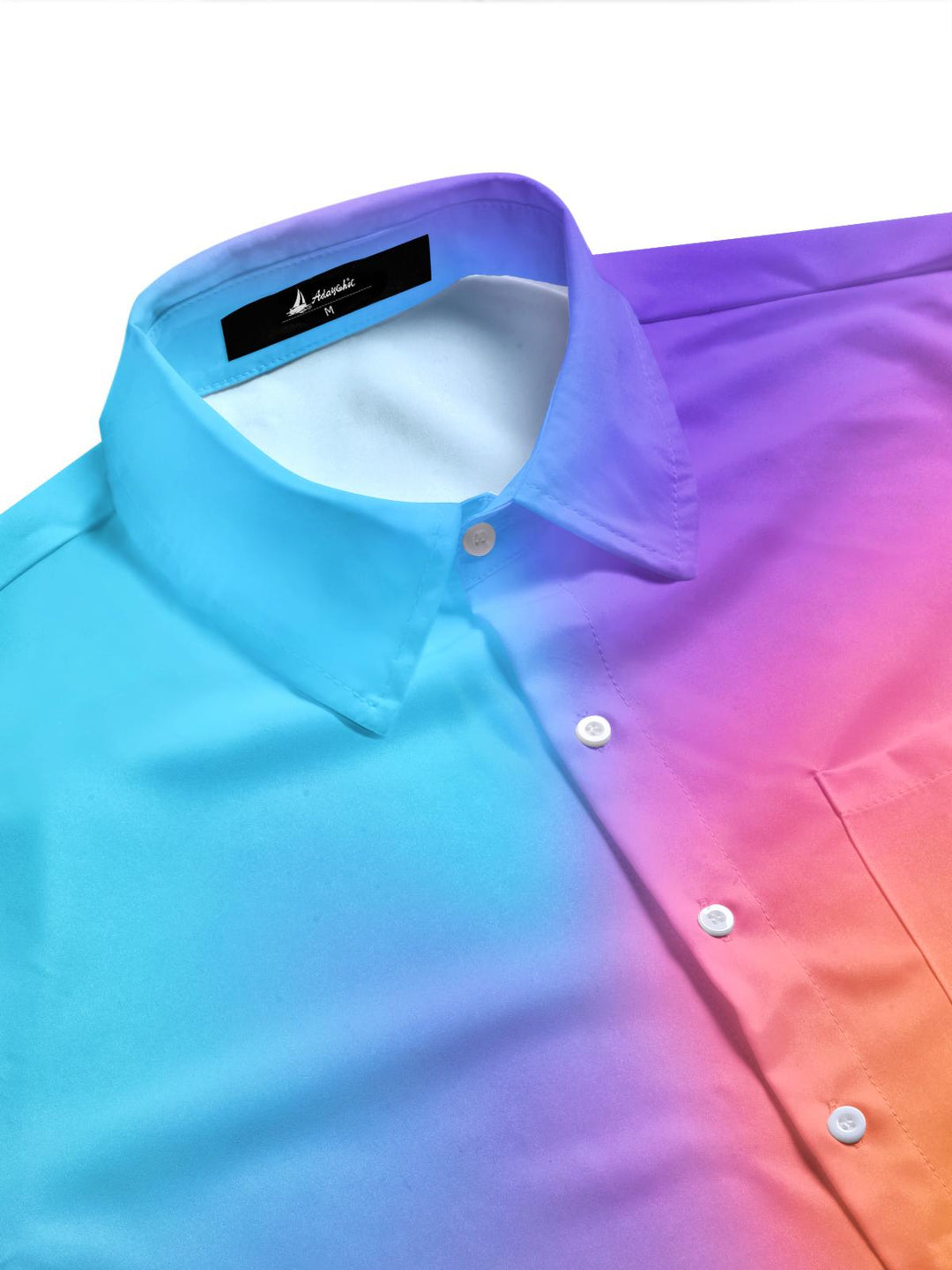 Gradient Print Men's Pocket Short Sleeve Shirts