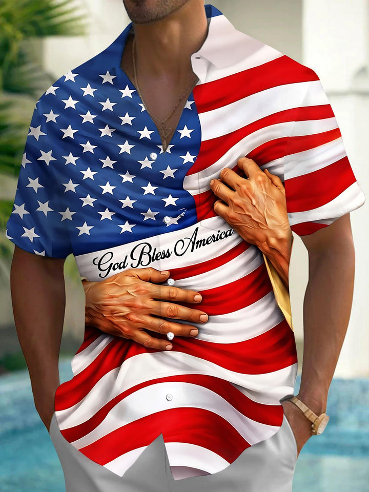 Independence God Hug Men's Pocket Short Sleeve Shirts