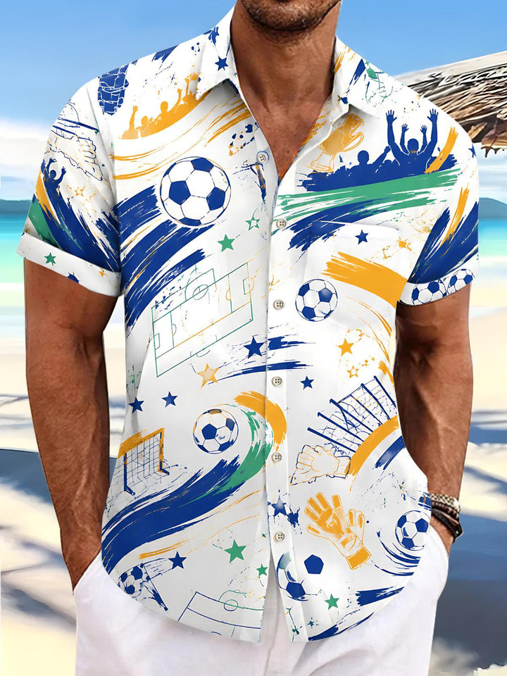 Art Football Sports Men's Pocket Short Sleeve Shirts