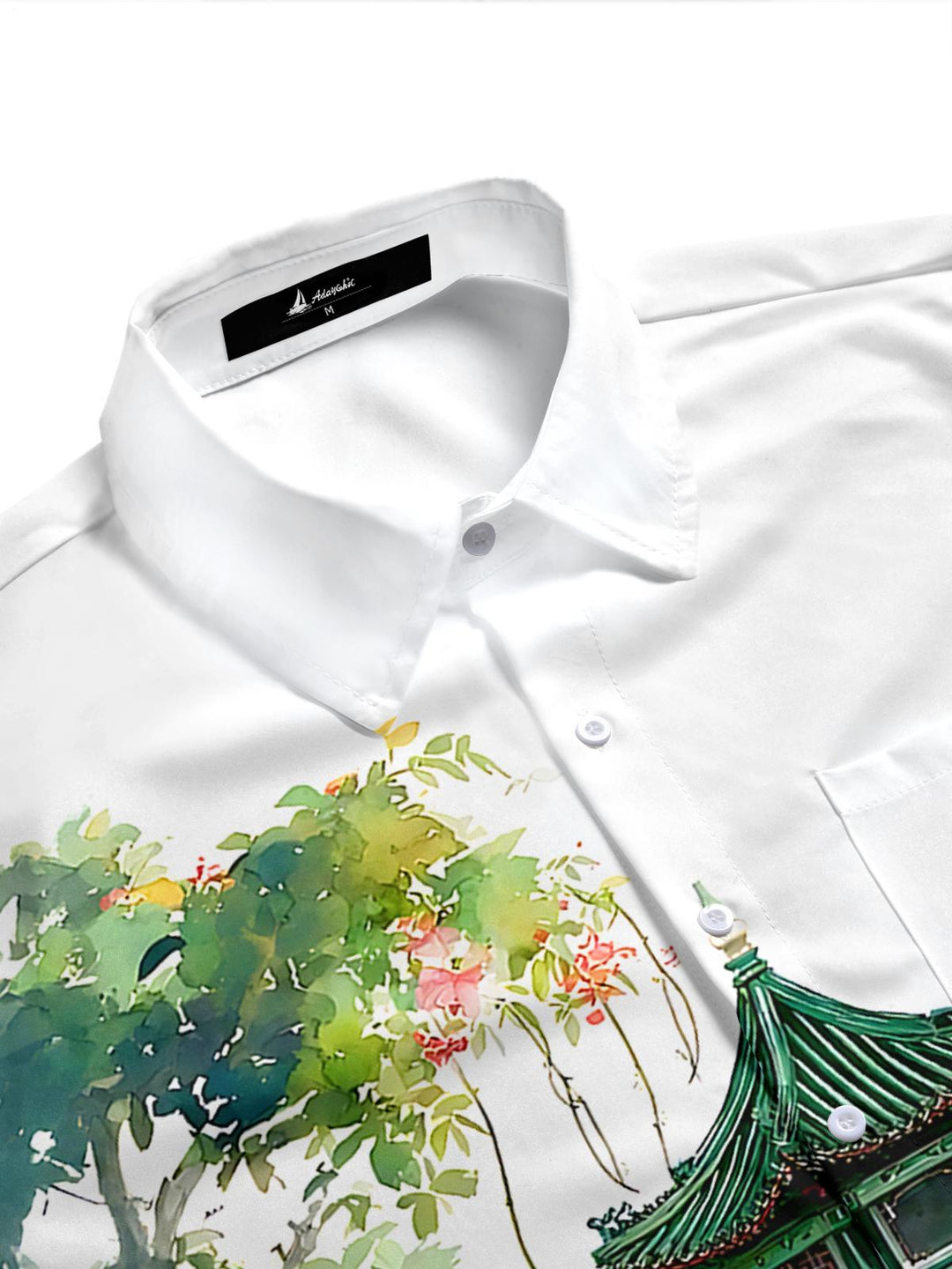 Courtyard Lotus Men's Pocket Short Sleeve Shirts