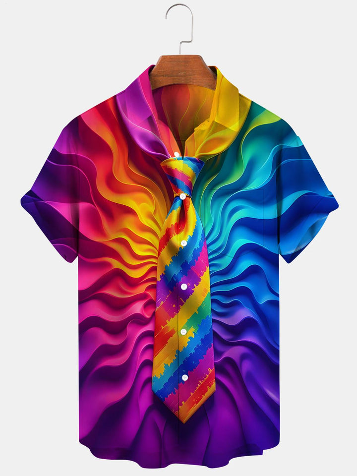 Funny Colorful Tie Men's Pocket Short Sleeve Shirts