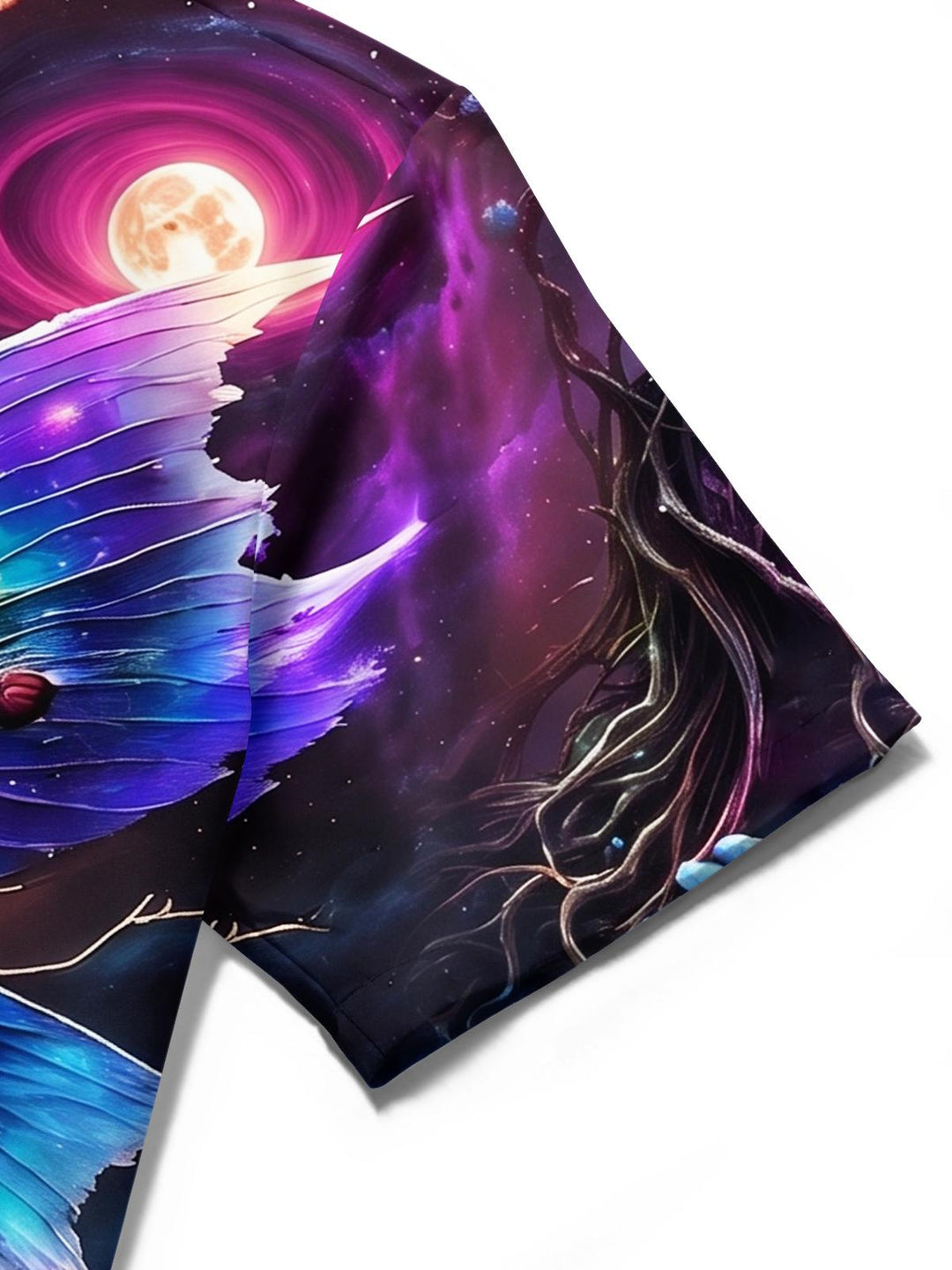 Dark Cosmic Skull Butterfly Wings Fantasy Men's Pocket Short Sleeve Shirts